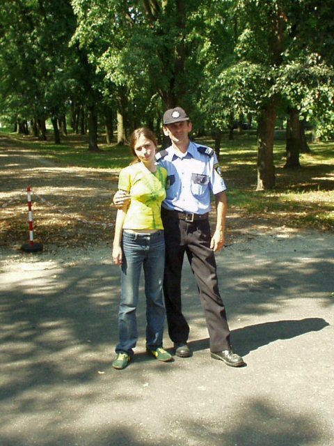 Eva with a policeman